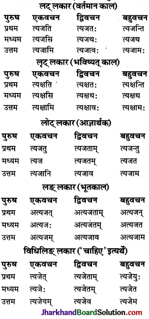 JAC Class 10 Sanskrit व्याकरणम् धातुरूप-प्रकरणम् 16