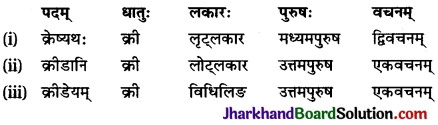 JAC Class 10 Sanskrit व्याकरणम् धातुरूप-प्रकरणम् 26