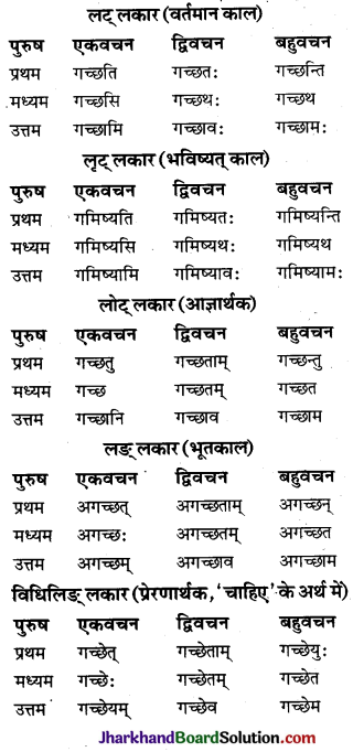 JAC Class 10 Sanskrit व्याकरणम् धातुरूप-प्रकरणम् 3