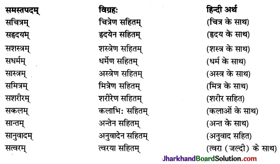 JAC Class 10 Sanskrit व्याकरणम् समास 7