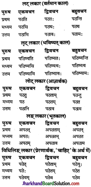 JAC Class 9 Sanskrit व्याकरणम् धातुरूप-प्रकरणम् 3