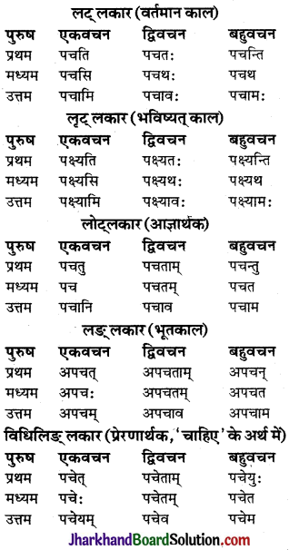 JAC Class 9 Sanskrit व्याकरणम् धातुरूप-प्रकरणम् 30