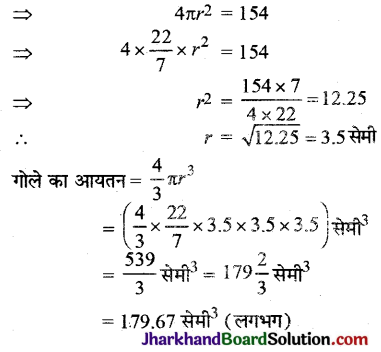 JAC Class 9 Maths Solutions Chapter 13 पृष्ठीय क्षेत्रफल एवं आयतन Ex 13.8 6
