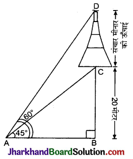 JAC Class 10 Maths Solutions Chapter 9 त्रिकोणमिति के कुछ अनुप्रयोग Ex 9.1 12