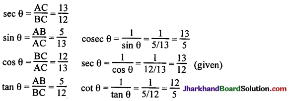 JAC Class 10 Maths Solutions Chapter 8 Introduction to Trigonometry Ex 8.1 - 8